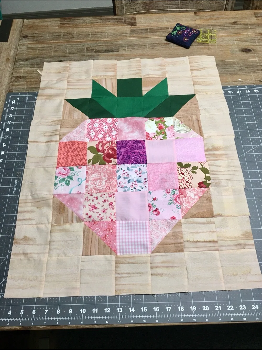 Handmade Pink Strawberry Quilt Set King Size